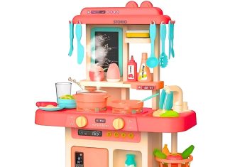 Storio Toys Kitchen Set for Kids Girls Big Cooking Set Light and Sound Pretend Play Toy Battery Operated with Accessories,Pink Storio Toys Kitchen Set for Kids Girls Big Cooking Set Light and Sound Pretend Play Toy Battery Operated with Accessories,Pink